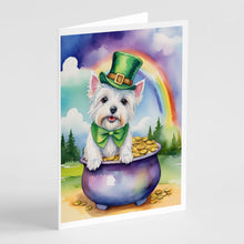 Load image into Gallery viewer, Westie St Patrick's Day Greeting Cards - Blank Note Cards – 8-Pack of Artist-Designed Cards with Envelopes