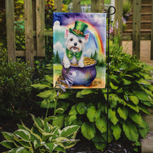 Load image into Gallery viewer, Westie St. Patrick’s Day Garden Flag – Dog with Pot of Gold &amp; Rainbow Yard Decor