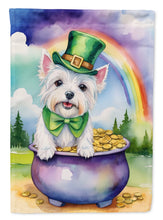 Load image into Gallery viewer, Westie St. Patrick’s Day Garden Flag – Dog with Pot of Gold &amp; Rainbow Yard Decor