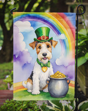 Load image into Gallery viewer, Fox Terrier St. Patrick’s Day Garden Flag – Dog with Pot of Gold &amp; Rainbow Yard Decor