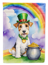Load image into Gallery viewer, Fox Terrier St. Patrick’s Day Garden Flag – Dog with Pot of Gold &amp; Rainbow Yard Decor