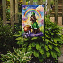 Load image into Gallery viewer, Wirehaired Pointing Griffon St. Patrick’s Day Garden Flag – Dog with Pot of Gold &amp; Rainbow Yard Decor