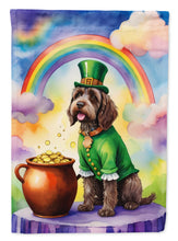 Load image into Gallery viewer, Wirehaired Pointing Griffon St. Patrick’s Day Garden Flag – Dog with Pot of Gold &amp; Rainbow Yard Decor