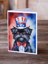 Load image into Gallery viewer, Affenpinscher Patriotic American Greeting Cards - Blank Note Cards – 8-Pack of Artist-Designed Cards with Envelopes