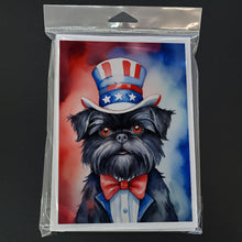 Load image into Gallery viewer, Affenpinscher Patriotic American Greeting Cards - Blank Note Cards – 8-Pack of Artist-Designed Cards with Envelopes