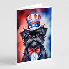 Load image into Gallery viewer, Affenpinscher Patriotic American Greeting Cards - Blank Note Cards – 8-Pack of Artist-Designed Cards with Envelopes