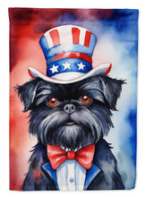 Load image into Gallery viewer, Affenpinscher Patriotic American Garden Flag – Dog in Uncle Sam Hat | Red, White &amp; Blue Outdoor Decor