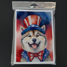 Load image into Gallery viewer, Akita Patriotic American Greeting Cards - Blank Note Cards – 8-Pack of Artist-Designed Cards with Envelopes