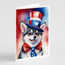 Load image into Gallery viewer, Alaskan Klee Kai Patriotic American Greeting Cards - Blank Note Cards – 8-Pack of Artist-Designed Cards with Envelopes