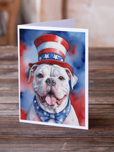 Load image into Gallery viewer, American Bulldog Patriotic American Greeting Cards - Blank Note Cards – 8-Pack of Artist-Designed Cards with Envelopes