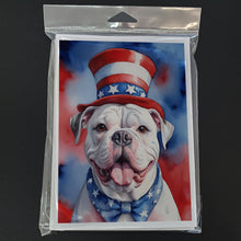 Load image into Gallery viewer, American Bulldog Patriotic American Greeting Cards - Blank Note Cards – 8-Pack of Artist-Designed Cards with Envelopes