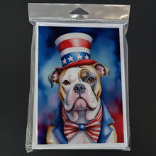 Load image into Gallery viewer, American Bulldog Patriotic American Greeting Cards - Blank Note Cards – 8-Pack of Artist-Designed Cards with Envelopes