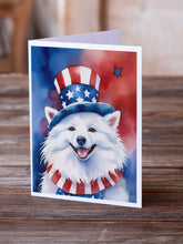 Load image into Gallery viewer, American Eskimo Patriotic American Greeting Cards - Blank Note Cards – 8-Pack of Artist-Designed Cards with Envelopes