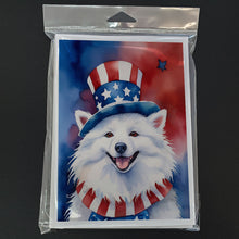 Load image into Gallery viewer, American Eskimo Patriotic American Greeting Cards - Blank Note Cards – 8-Pack of Artist-Designed Cards with Envelopes