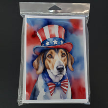 Load image into Gallery viewer, American Foxhound Patriotic American Greeting Cards - Blank Note Cards – 8-Pack of Artist-Designed Cards with Envelopes