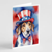 Load image into Gallery viewer, American Foxhound Patriotic American Greeting Cards - Blank Note Cards – 8-Pack of Artist-Designed Cards with Envelopes