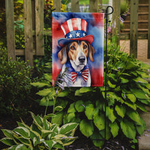 Load image into Gallery viewer, American Foxhound Patriotic American Garden Flag – Dog in Uncle Sam Hat | Red, White &amp; Blue Outdoor Decor