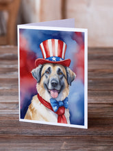 Load image into Gallery viewer, Anatolian Shepherd Patriotic American Greeting Cards - Blank Note Cards – 8-Pack of Artist-Designed Cards with Envelopes