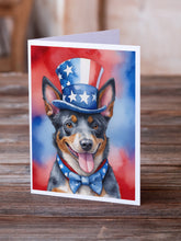 Load image into Gallery viewer, Australian Cattle Dog Patriotic American Greeting Cards - Blank Note Cards – 8-Pack of Artist-Designed Cards with Envelopes