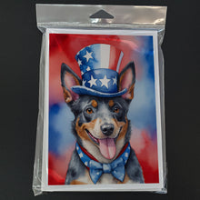 Load image into Gallery viewer, Australian Cattle Dog Patriotic American Greeting Cards - Blank Note Cards – 8-Pack of Artist-Designed Cards with Envelopes