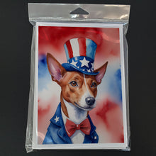 Load image into Gallery viewer, Basenji Patriotic American Greeting Cards - Blank Note Cards – 8-Pack of Artist-Designed Cards with Envelopes