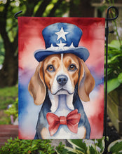 Load image into Gallery viewer, Beagle Patriotic American Garden Flag – Dog in Uncle Sam Hat | Red, White &amp; Blue Outdoor Decor