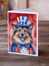 Load image into Gallery viewer, Belgian Tervuren Patriotic American Greeting Cards - Blank Note Cards – 8-Pack of Artist-Designed Cards with Envelopes