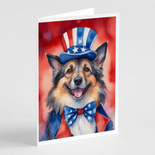 Load image into Gallery viewer, Belgian Tervuren Patriotic American Greeting Cards - Blank Note Cards – 8-Pack of Artist-Designed Cards with Envelopes