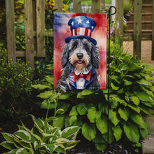 Load image into Gallery viewer, Bergamasco Sheepdog Patriotic American Garden Flag – Dog in Uncle Sam Hat | Red, White &amp; Blue Outdoor Decor