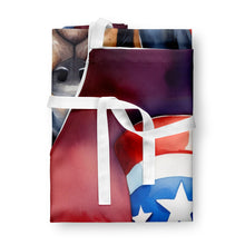 Load image into Gallery viewer, Black and Tan Coonhound Patriotic American Apron – Artist-Designed Kitchen, BBQ &amp; Craft Apron