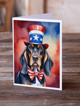Load image into Gallery viewer, Black and Tan Coonhound Patriotic American Greeting Cards - Blank Note Cards – 8-Pack of Artist-Designed Cards with Envelopes