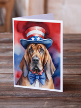 Load image into Gallery viewer, Bloodhound Patriotic American Greeting Cards - Blank Note Cards – 8-Pack of Artist-Designed Cards with Envelopes