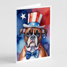 Load image into Gallery viewer, Boxer Patriotic American Greeting Cards - Blank Note Cards – 8-Pack of Artist-Designed Cards with Envelopes