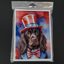 Load image into Gallery viewer, Boykin Spaniel Patriotic American Greeting Cards - Blank Note Cards – 8-Pack of Artist-Designed Cards with Envelopes