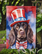 Load image into Gallery viewer, Boykin Spaniel Patriotic American Garden Flag – Dog in Uncle Sam Hat | Red, White &amp; Blue Outdoor Decor