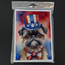 Load image into Gallery viewer, Brussels Griffon Patriotic American Greeting Cards - Blank Note Cards – 8-Pack of Artist-Designed Cards with Envelopes