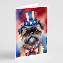 Load image into Gallery viewer, Brussels Griffon Patriotic American Greeting Cards - Blank Note Cards – 8-Pack of Artist-Designed Cards with Envelopes