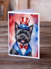 Load image into Gallery viewer, Cairn Terrier Patriotic American Greeting Cards - Blank Note Cards – 8-Pack of Artist-Designed Cards with Envelopes