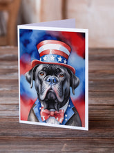 Load image into Gallery viewer, Cane Corso Patriotic American Greeting Cards - Blank Note Cards – 8-Pack of Artist-Designed Cards with Envelopes