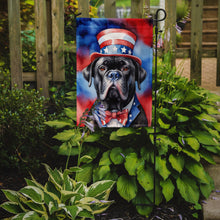 Load image into Gallery viewer, Cane Corso Patriotic American Garden Flag – Dog in Uncle Sam Hat | Red, White &amp; Blue Outdoor Decor