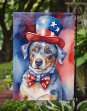 Load image into Gallery viewer, Catahoula Patriotic American Garden Flag – Dog in Uncle Sam Hat | Red, White &amp; Blue Outdoor Decor