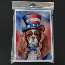 Load image into Gallery viewer, Cavalier Spaniel Patriotic American Greeting Cards - Blank Note Cards – 8-Pack of Artist-Designed Cards with Envelopes