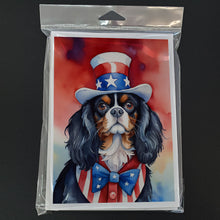 Load image into Gallery viewer, Cavalier Spaniel Patriotic American Greeting Cards - Blank Note Cards – 8-Pack of Artist-Designed Cards with Envelopes
