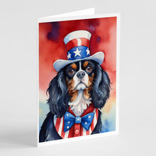 Load image into Gallery viewer, Cavalier Spaniel Patriotic American Greeting Cards - Blank Note Cards – 8-Pack of Artist-Designed Cards with Envelopes