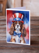 Load image into Gallery viewer, Cavalier Spaniel Patriotic American Greeting Cards - Blank Note Cards – 8-Pack of Artist-Designed Cards with Envelopes