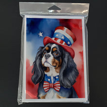 Load image into Gallery viewer, Cavalier Spaniel Patriotic American Greeting Cards - Blank Note Cards – 8-Pack of Artist-Designed Cards with Envelopes