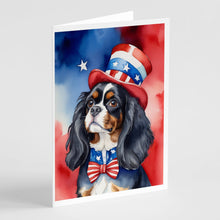 Load image into Gallery viewer, Cavalier Spaniel Patriotic American Greeting Cards - Blank Note Cards – 8-Pack of Artist-Designed Cards with Envelopes