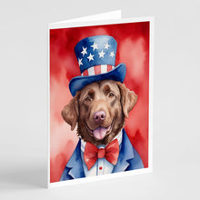 Load image into Gallery viewer, Chesapeake Bay Retriever Patriotic American Greeting Cards - Blank Note Cards – 8-Pack of Artist-Designed Cards with Envelopes
