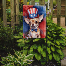 Load image into Gallery viewer, Chihuahua Patriotic American Garden Flag – Dog in Uncle Sam Hat | Red, White &amp; Blue Outdoor Decor