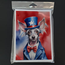 Load image into Gallery viewer, Chinese Crested Patriotic American Greeting Cards - Blank Note Cards – 8-Pack of Artist-Designed Cards with Envelopes